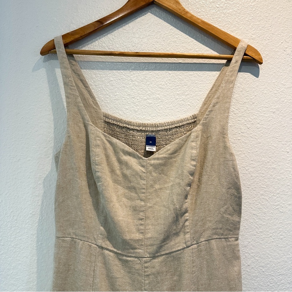 Sleeveless Beige Linen Maxi Dress - Picture 5 of 8